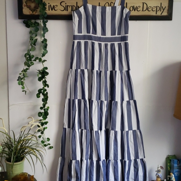 Eliza J Striped Tiered Maxi Dress 
